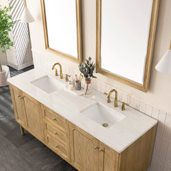 James Martin Laurent 72" Double Vanity, Light Natural Oak