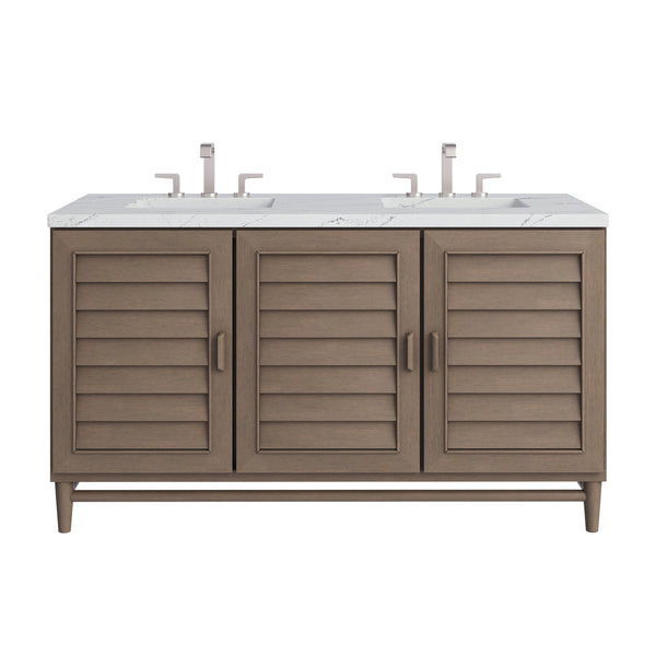James Martin Portland 60" Double Vanity Whitewashed Walnut with 3 CM Countertop