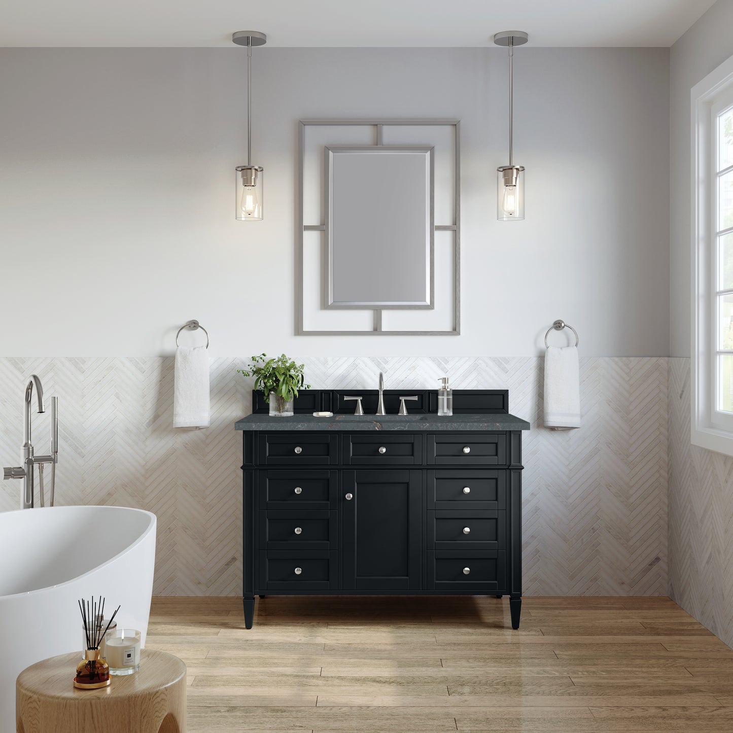 James Martin Brittany 48" Single Vanity with 3 CM Countertop & FreePower Wireless Charger