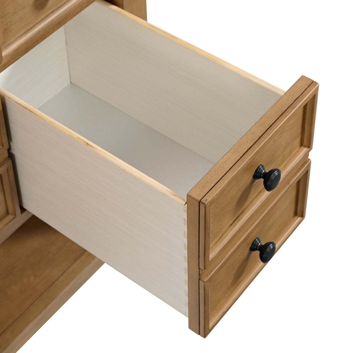 James Martin Malibu 36" Single Vanity, Amber Birch w/ Single Hole 3 CM White Zeus Top & Backsplash - Luxe Bathroom Vanities