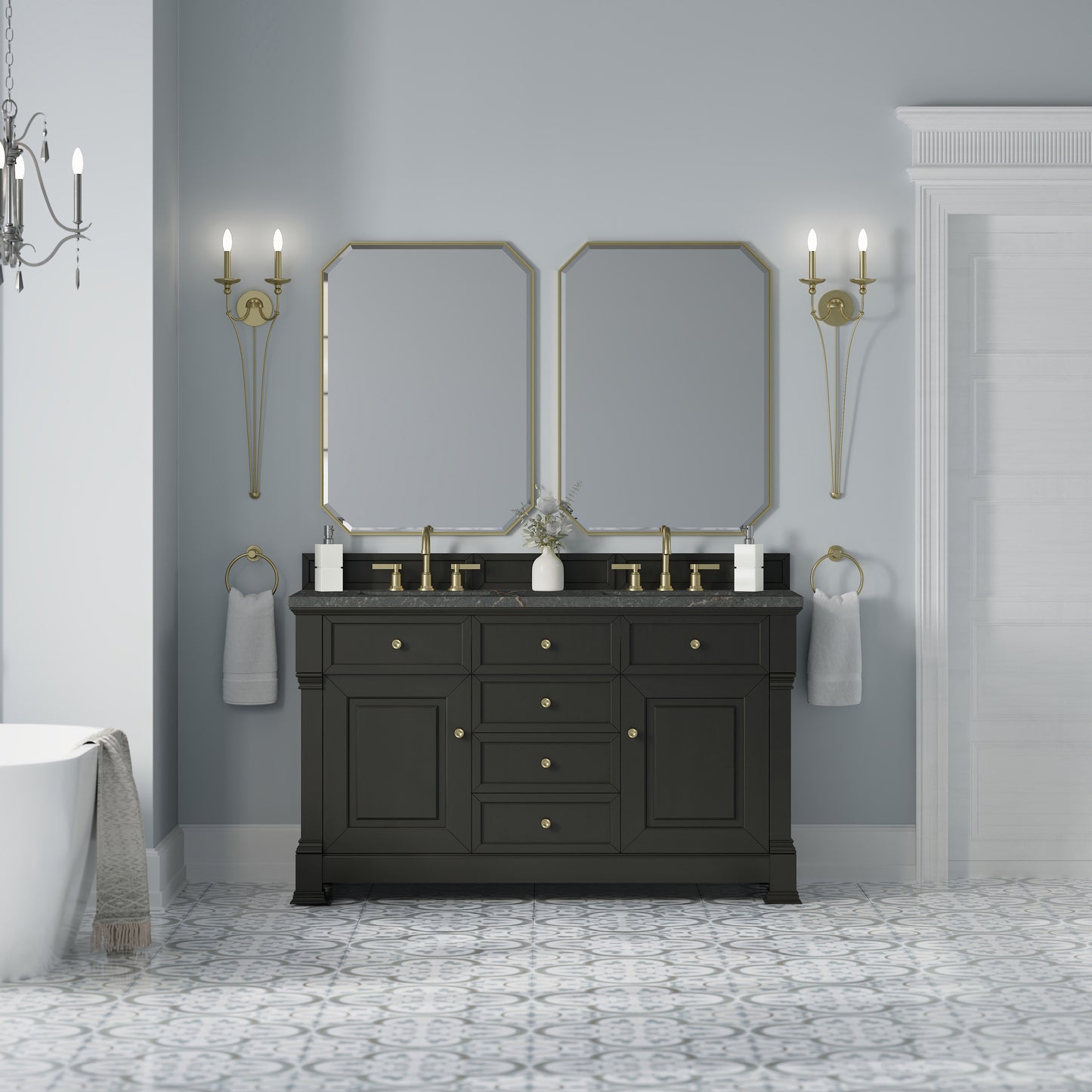 James Martin Brookfield 60" Double Vanity with 3 CM Countertop & FreePower Wireless Charger