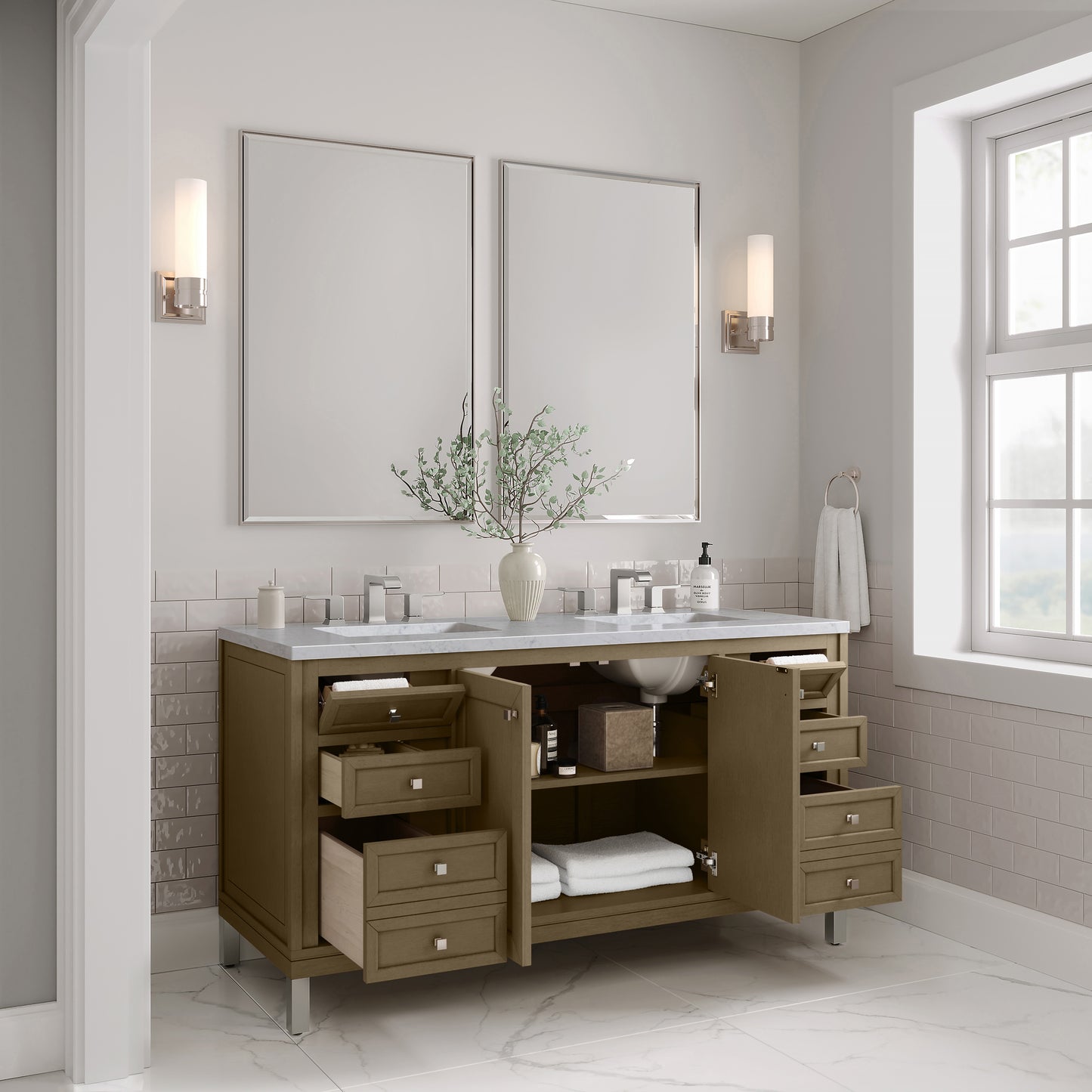 James Martin Chicago 60" Double Vanity with 3 CM Countertop