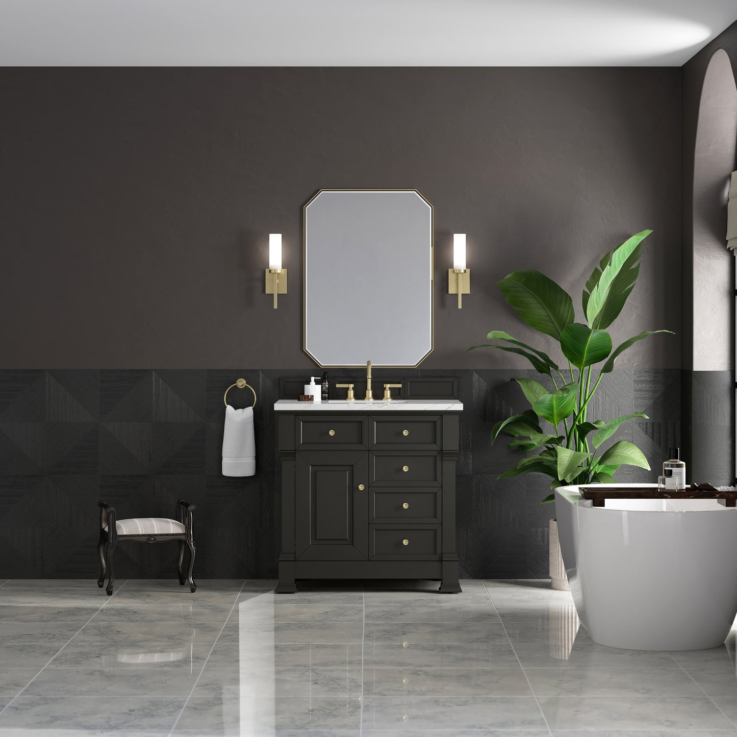 James Martin Brookfield 36" Single Vanity, Black Onyx with 3 CM Countertop - Luxe Bathroom Vanities