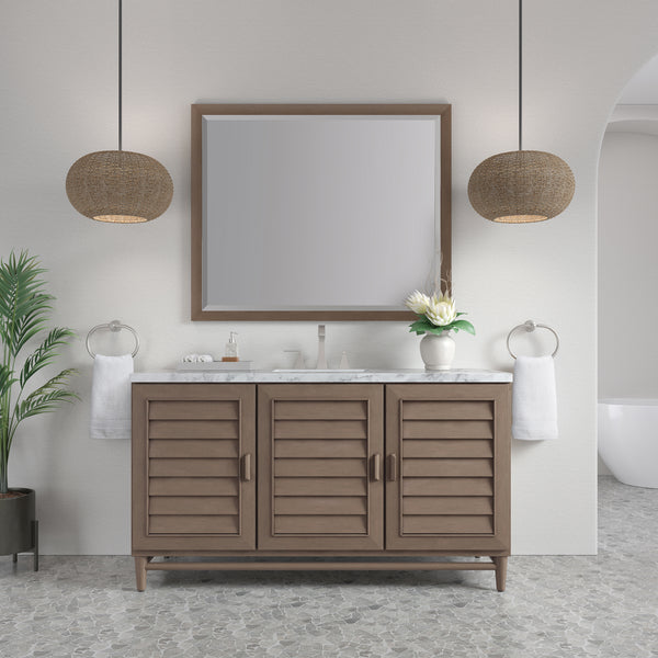 James Martin Portland 60" Single Vanity Whitewashed Walnut with 3 CM Countertop