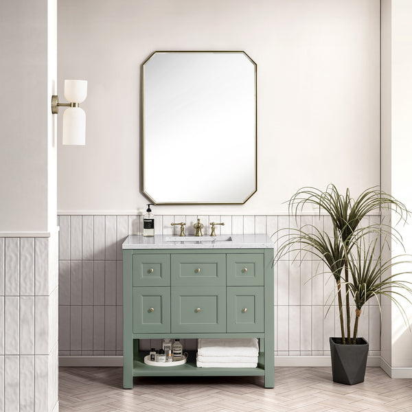 James Martin Breckenridge 36" Single Vanity, Smokey Celadon - Luxe Bathroom Vanities