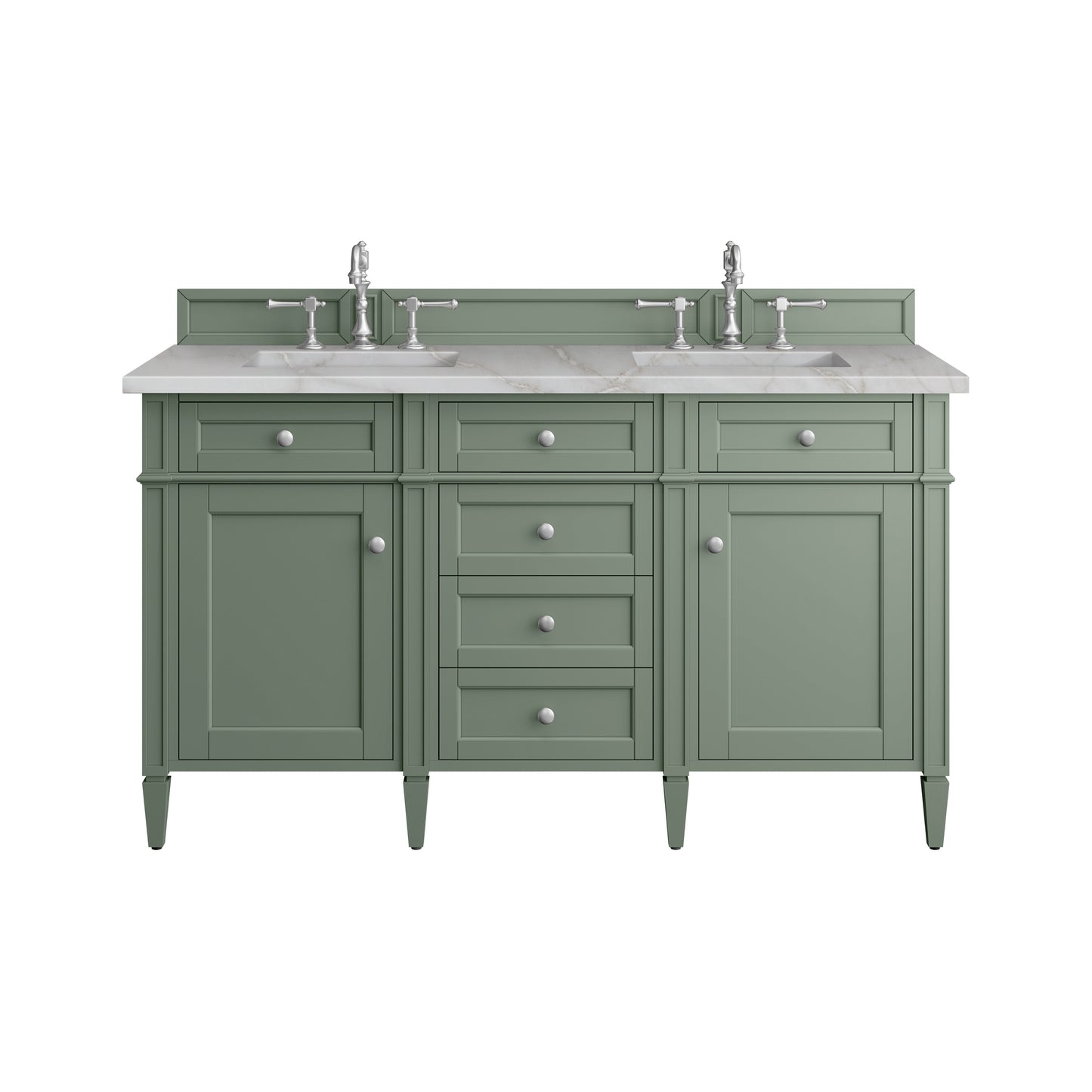 James Martin Brittany 60" Double Vanity with 3 CM Countertop & FreePower Wireless Charger