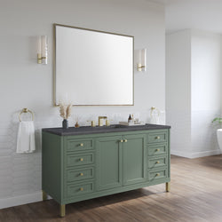 James Martin Chicago 60" Single Vanity, Smokey Celadon - Luxe Bathroom Vanities