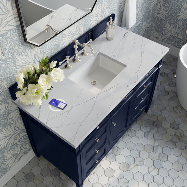James Martin Brittany 48" Single Vanity with 3 CM Countertop & FreePower Wireless Charger