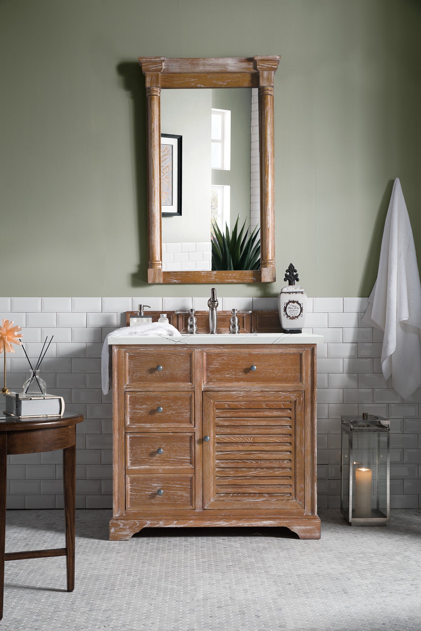 James Martin Savannah 36" Single Vanity, Driftwood with 3 CM Top - Luxe Bathroom Vanities