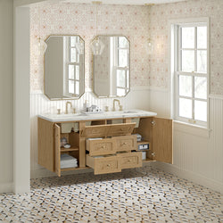 James Martin Laurent 60" Double Vanity with 3 CM Countertop & FreePower Wireless Charger
