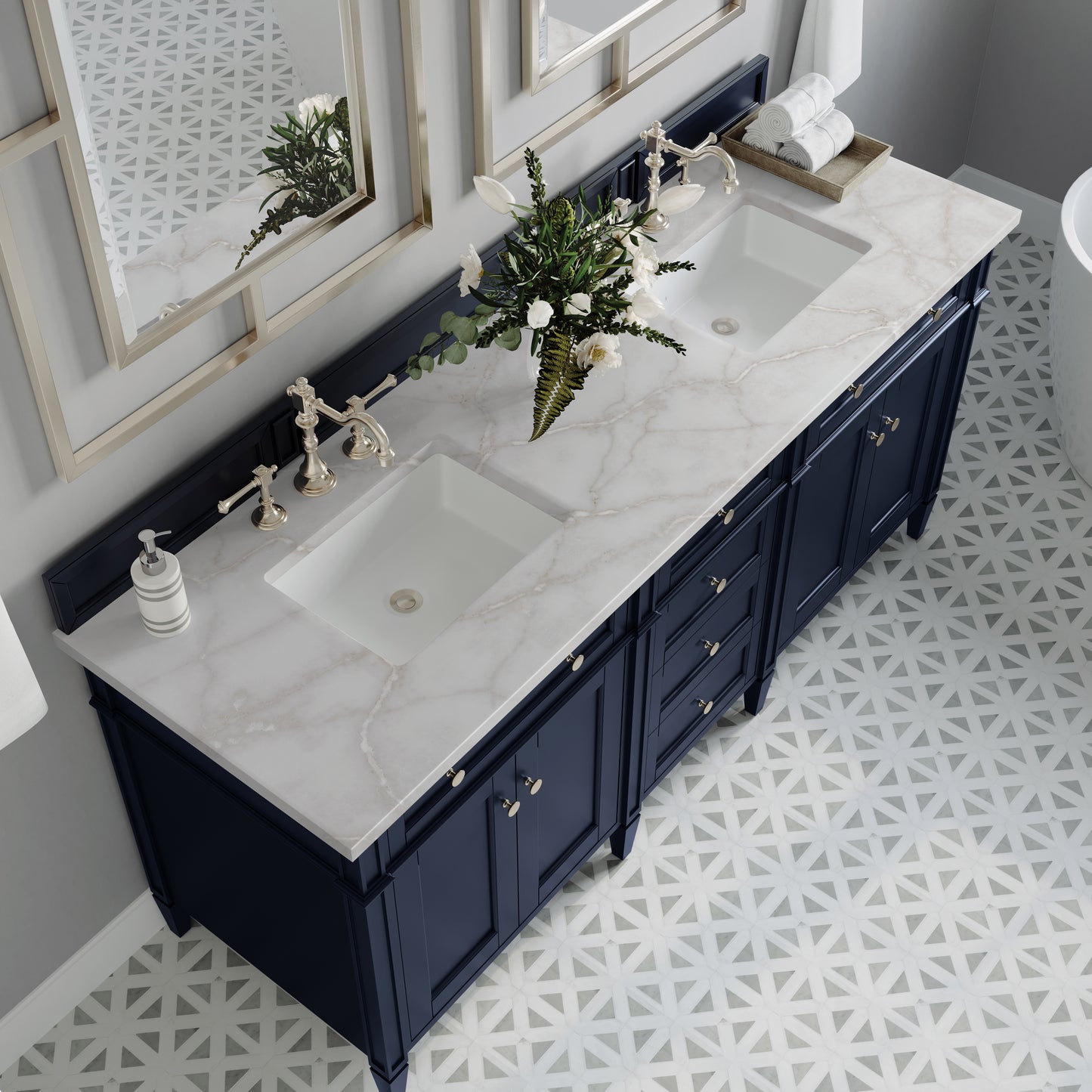 James Martin Brittany 72" Double Vanity with 3 CM Countertop