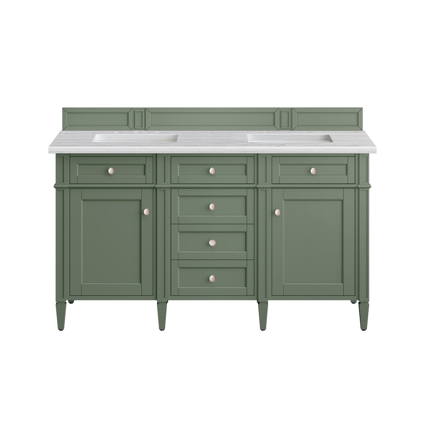 James Martin Brittany 60" Double Vanity, Smokey Celadon - Luxe Bathroom Vanities