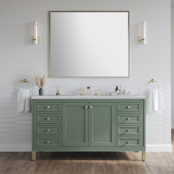 James Martin Chicago 60" Single Vanity with 3 CM Countertop & FreePower Wireless Charger