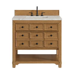 James Martin Malibu 36" Single Vanity, Amber Birch w/ 3 CM Counter Top - Luxe Bathroom Vanities