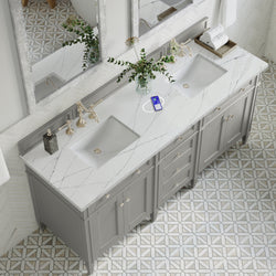 James Martin Brittany 72" Double Vanity with 3 CM Countertop & FreePower Wireless Charger