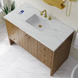 James Martin Hudson 48" Single Vanity Honey Oak w/ 3 CM Countertop & FreePower Wireless Charger