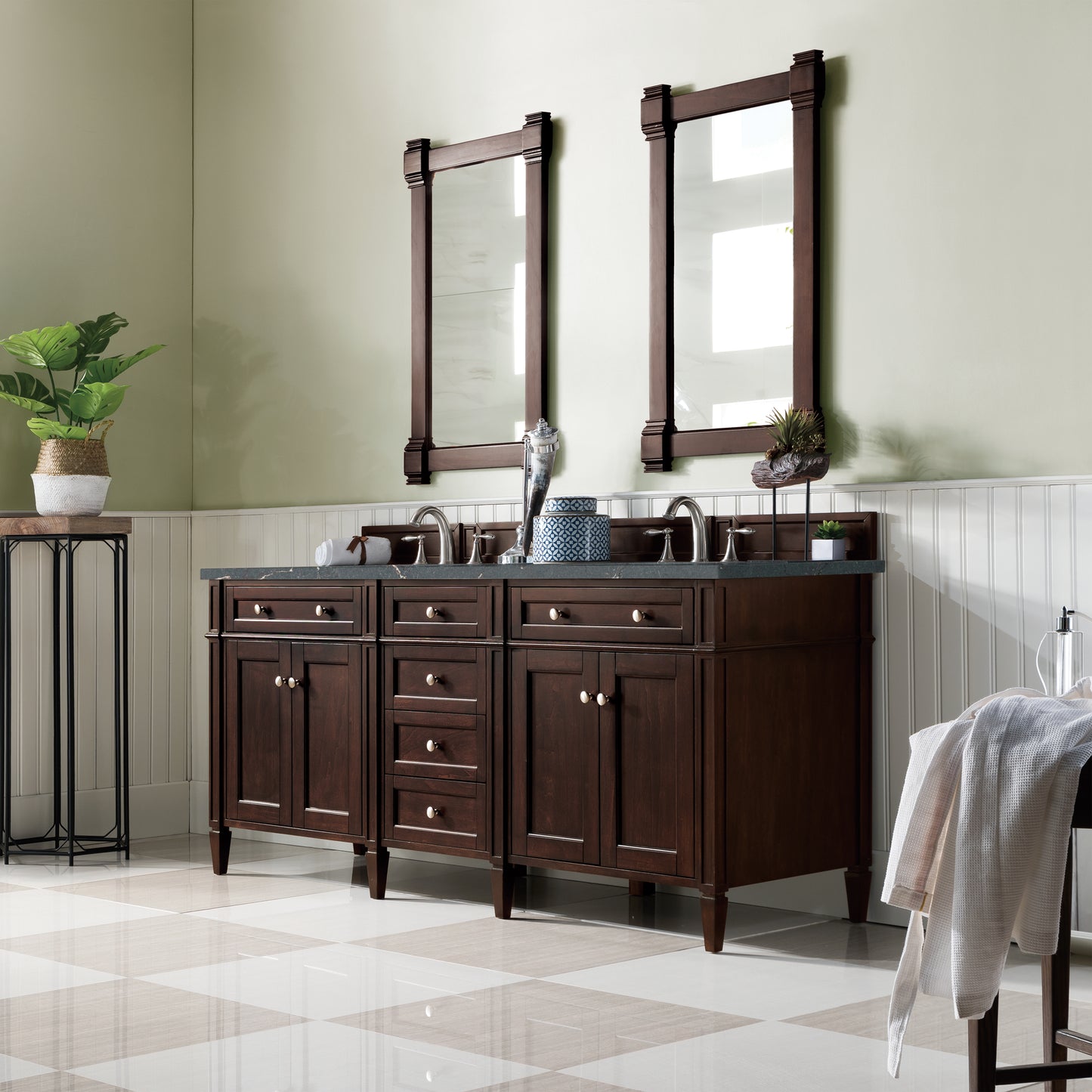 James Martin Brittany 72" Double Vanity with 3 CM Countertop & FreePower Wireless Charger