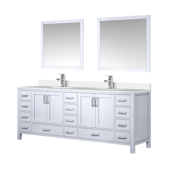 Lexora Collection Jacques 84 inch Double Bath Vanity, Top, Faucet Set, and 34 inch Mirrors - Luxe Bathroom Vanities