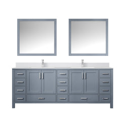 Lexora Collection Jacques 84 inch Double Bath Vanity, Top, Faucet Set, and 34 inch Mirrors - Luxe Bathroom Vanities