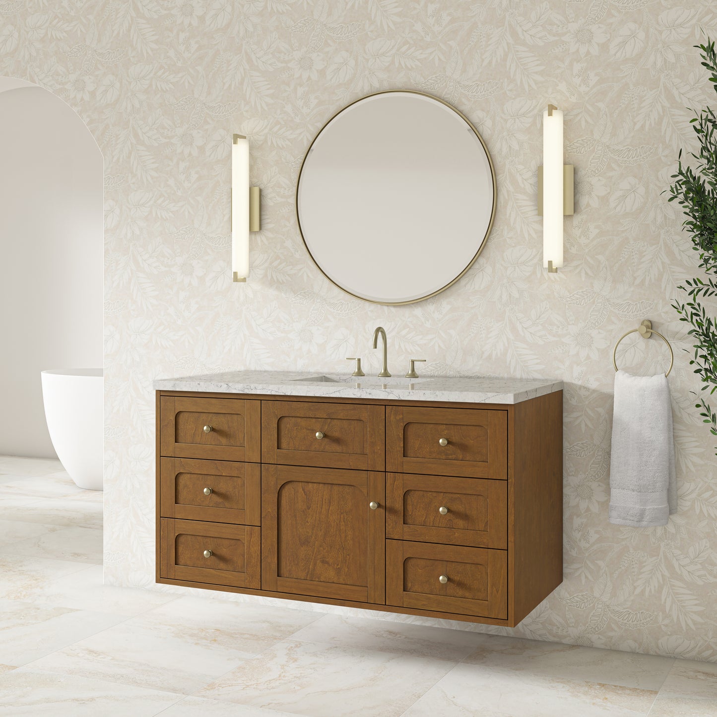 James Martin Laurent 48" Single Vanity with 3 CM Countertop & FreePower Wireless Charger