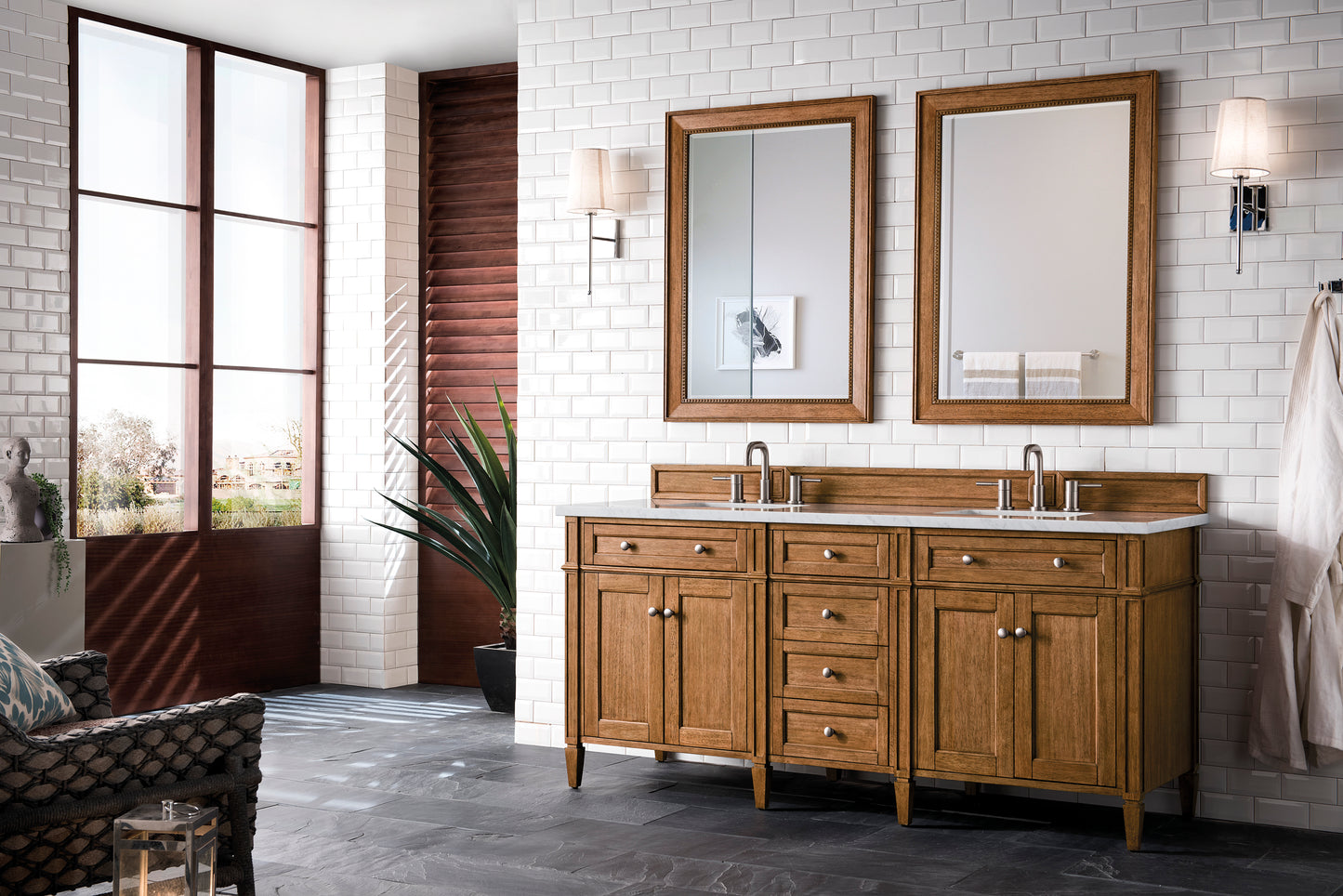 James Martin Brittany 72" Double Vanity with 3 CM Countertop & FreePower Wireless Charger