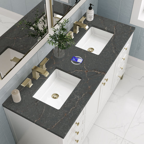 James Martin Chicago 60" Double Vanity with 3 CM Countertop & FreePower Wireless Charger