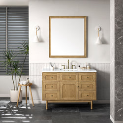 James Martin Laurent 48" Single Vanity, Light Natural Oak, Cabinet Only - Luxe Bathroom Vanities