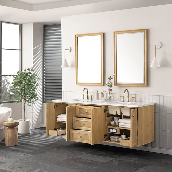 James Martin Laurent 72" Double Vanity, Light Natural Oak