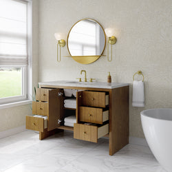 James Martin Hudson 48" Single Vanity Honey Oak w/ 3 CM Countertop & FreePower Wireless Charger