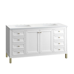 James Martin Chicago 60" Double Vanity, Glossy White - Luxe Bathroom Vanities