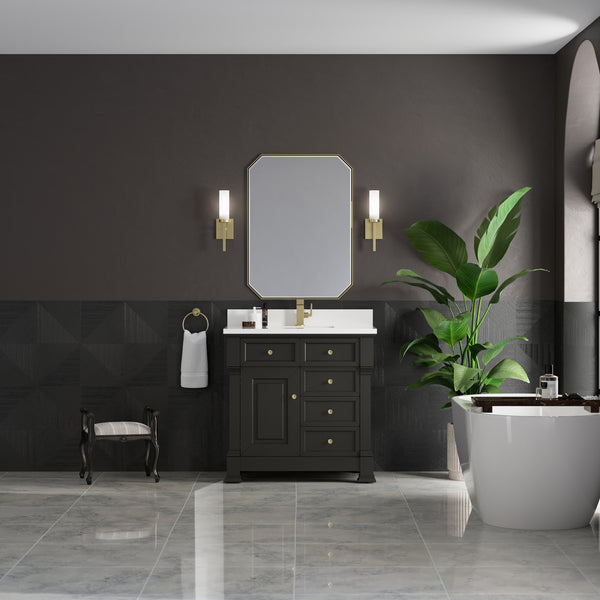 James Martin Brookfield 36" Single Vanity, Black Onyx with 3 CM Countertop - Luxe Bathroom Vanities