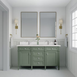 James Martin Brittany 60" Double Vanity with Single Hole 3 CM White Zeus Silestone Top & Backsplash