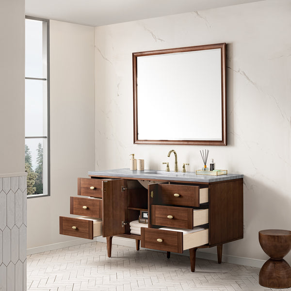 James Martin Amberly 60" Single Vanity, Mid-Century Walnut