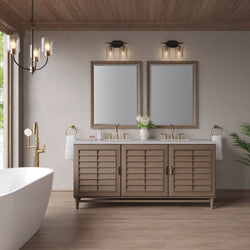 James Martin Portland 72" Double Vanity Whitewashed Walnut with 3 CM Countertop & FreePower Wireless Charger