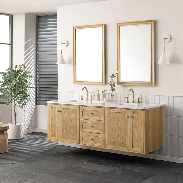 James Martin Laurent 72" Double Vanity, Light Natural Oak