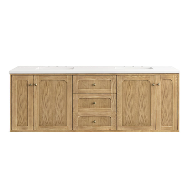 James Martin Laurent 72" Double Vanity, Light Natural Oak