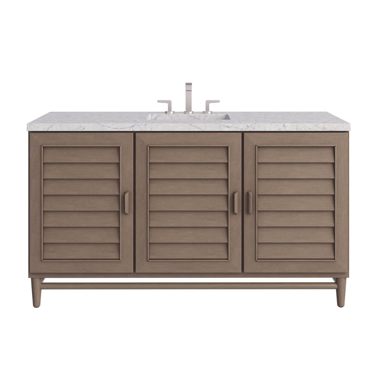 James Martin Portland 60" Single Vanity Whitewashed Walnut with 3 CM Countertop & FreePower Wireless Charger