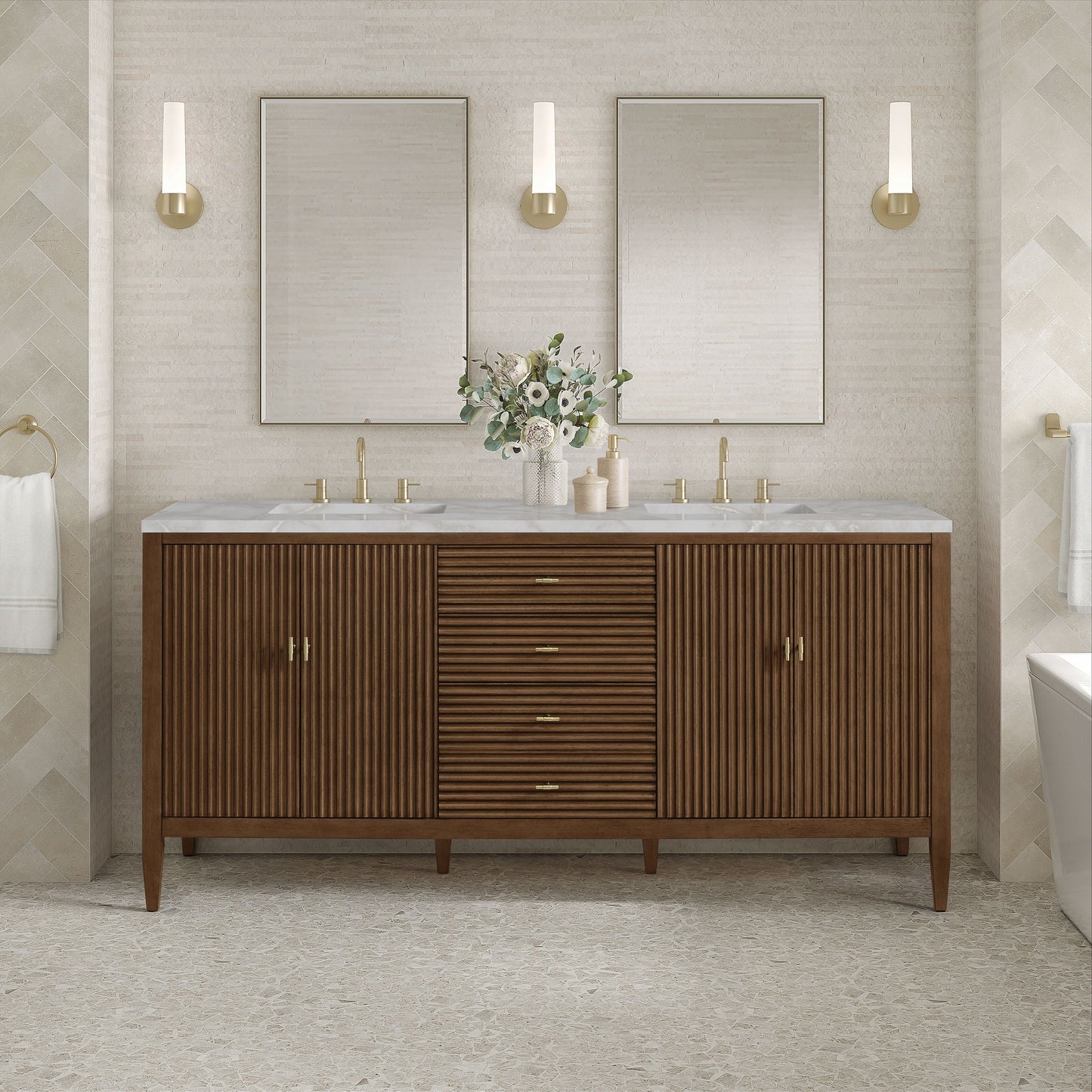James Martin Myrrin 72" Double Vanity with 3 CM Countertop