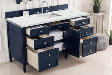 James Martin Brittany 60" Single Vanity with 3 CM Countertop & FreePower Wireless Charger