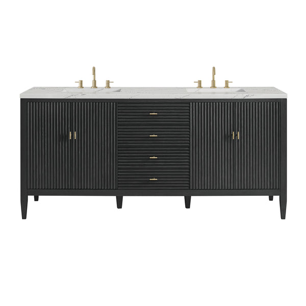 James Martin Myrrin 72" Double Vanity with 3 CM Countertop & FreePower Wireless Charger