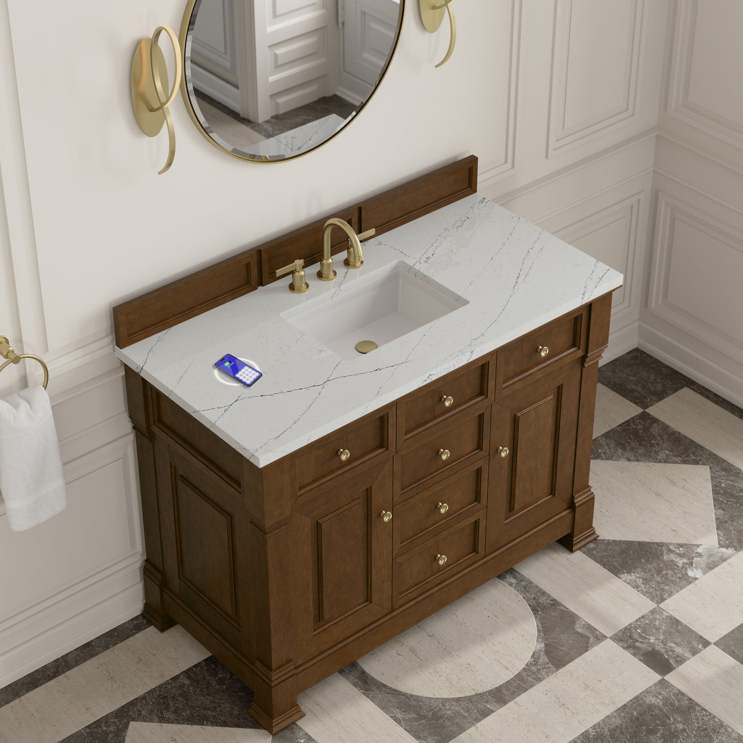James Martin Brookfield 48" Single Vanity with 3 CM Countertop & FreePower Wireless Charger