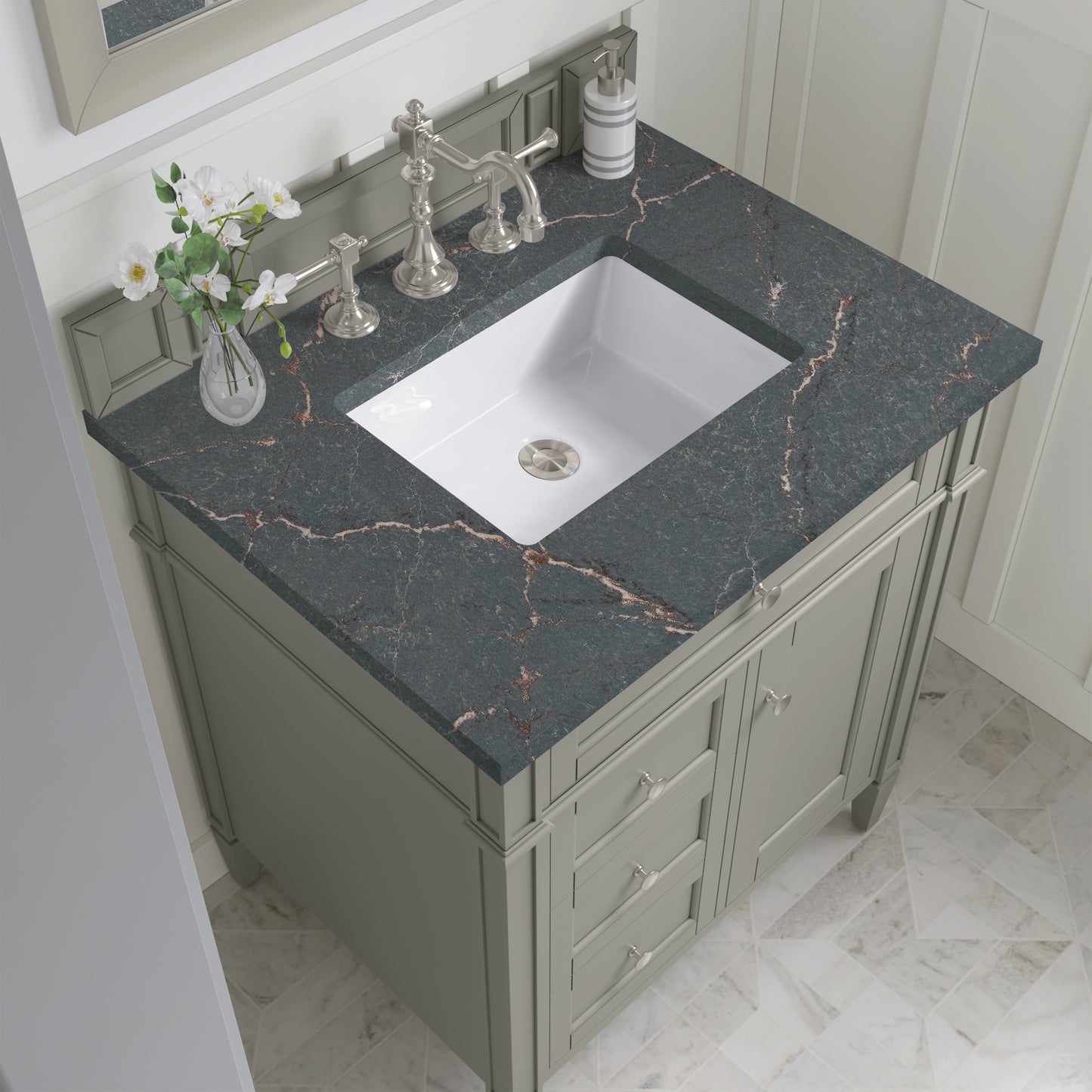 James Martin Brittany 30" Single Vanity with 3 CM Countertop