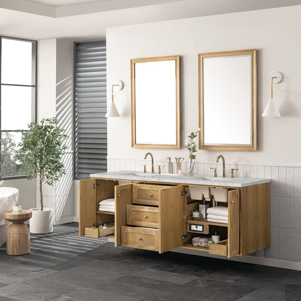 James Martin Laurent 72" Double Vanity with 3 CM Countertop & FreePower Wireless Charger