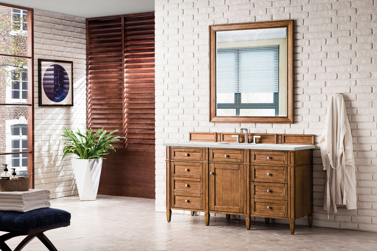 James Martin Brittany 60" Single Vanity with 3 CM Countertop & FreePower Wireless Charger