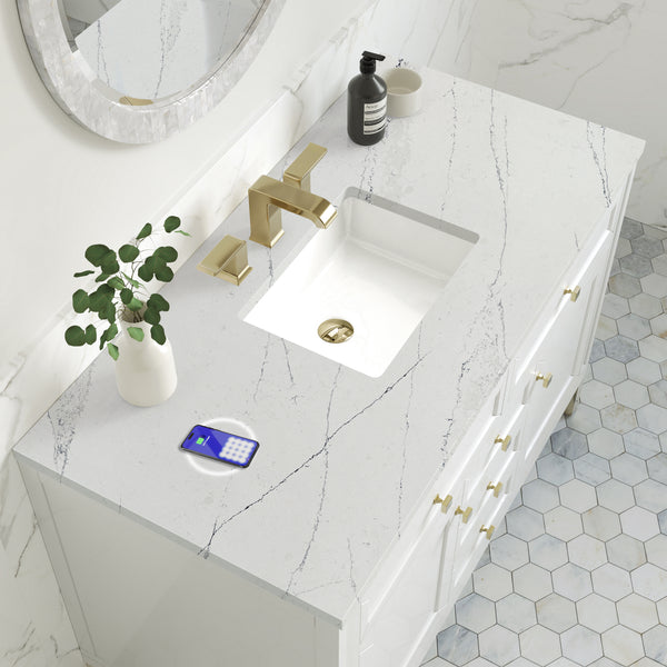James Martin Chicago 48" Single Vanity with 3 CM Countertop & FreePower Wireless Charger