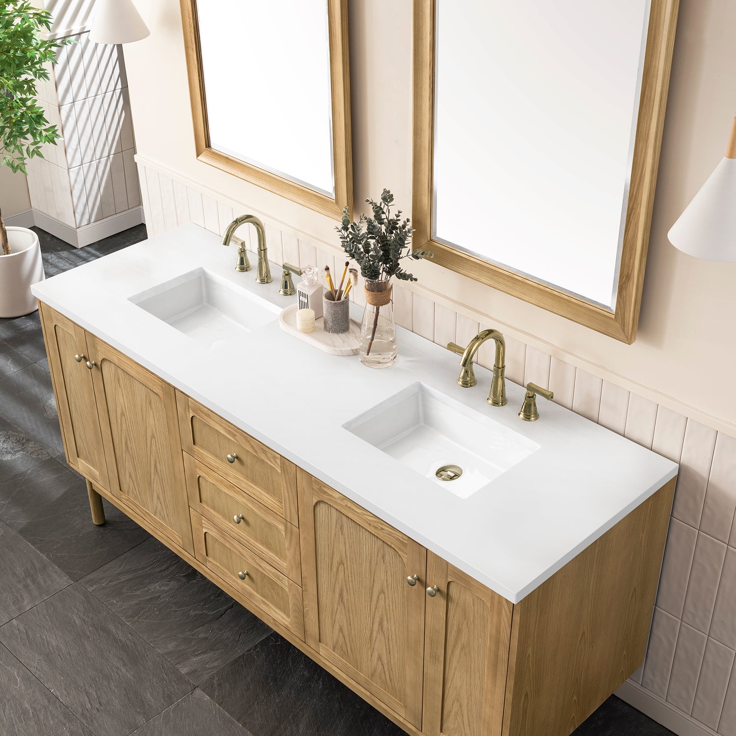 James Martin Laurent 72" Double Vanity, Light Natural Oak