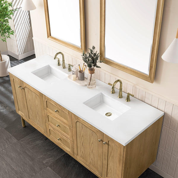 James Martin Laurent 72" Double Vanity, Light Natural Oak