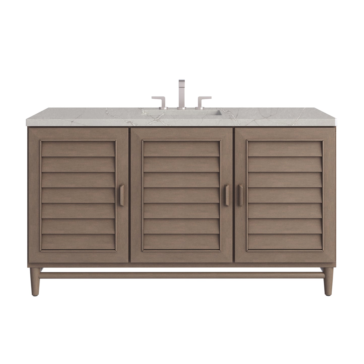 James Martin Portland 60" Single Vanity Whitewashed Walnut with 3 CM Countertop & FreePower Wireless Charger
