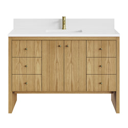 James Martin Hudson 48" Single Vanity with Single Hole 3 CM White Zeus Silestone Top and Matching Backsplash
