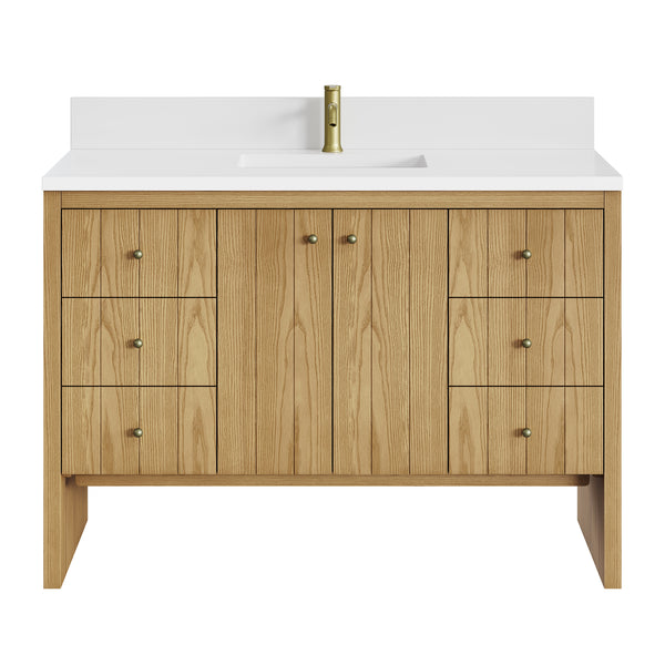 James Martin Hudson 48" Single Vanity with Single Hole 3 CM White Zeus Silestone Top and Matching Backsplash